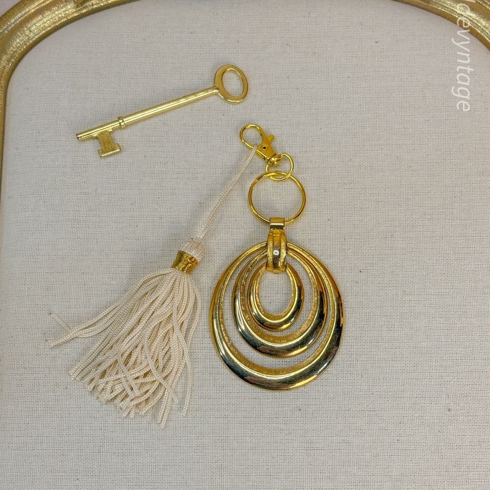 Gold Geometric Bag Charm/Key‎ Chain - Picture 2 of 2